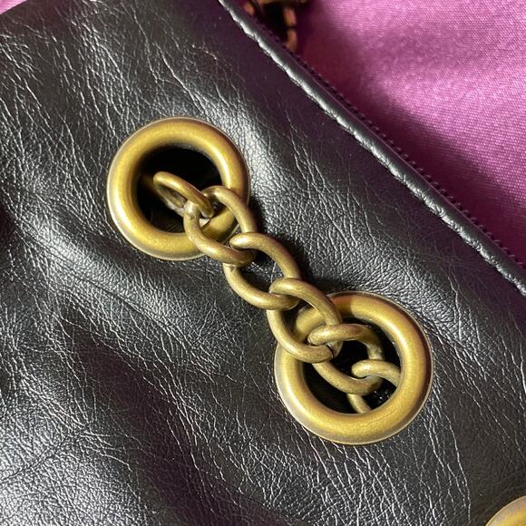 Faux Leather Wristlet Gold Chain Accessory Rectangle Slouchy emo grunge wallet - Picture 1 of 11